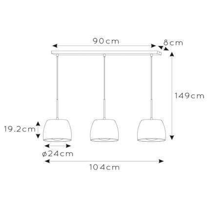 Lucide 30488/03/33 - Ljusskrona med upphängningsrem  NOLAN 3xE27/40W/230V grön