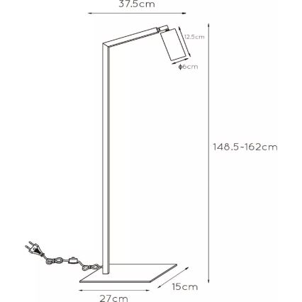 Lucide 45799/01/30 - Golvlampa SYBIL 1xGU10/35W/230V svart/guld