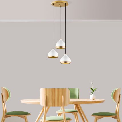 Luster på kabel YILDO 3xE27/40W/230V vit/guld