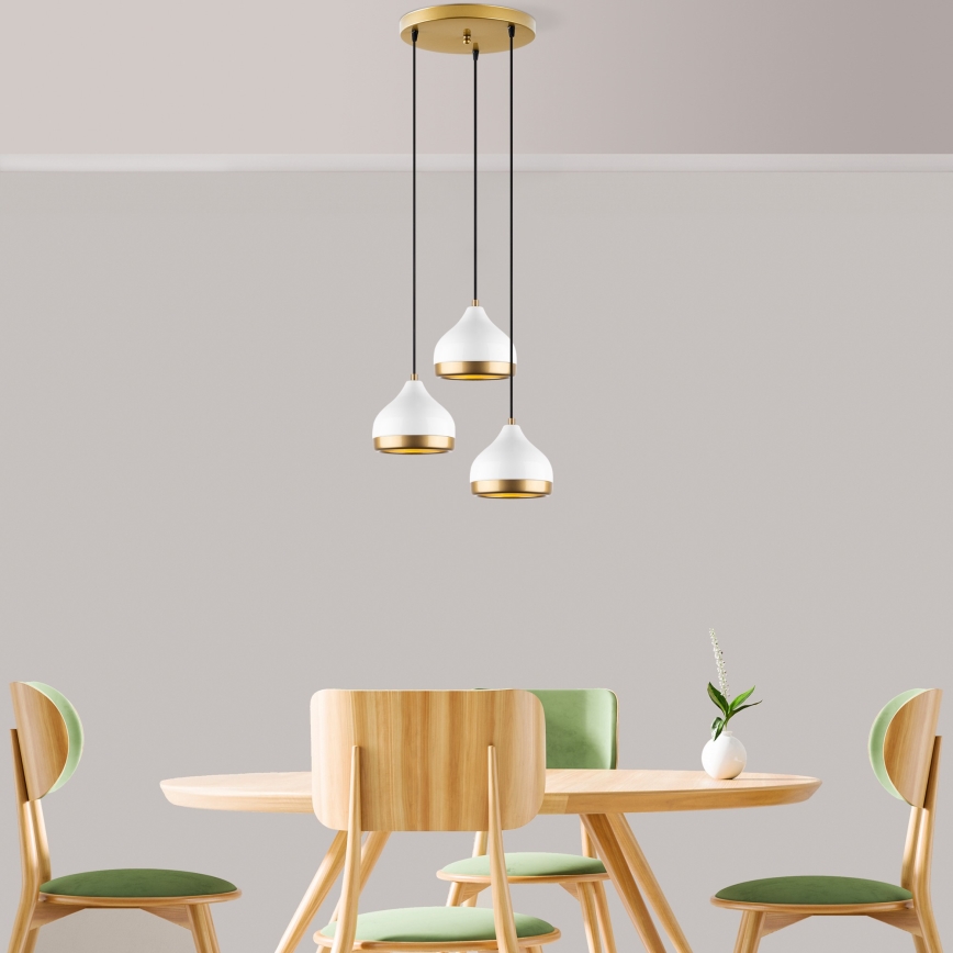 Luster på kabel YILDO 3xE27/40W/230V vit/guld