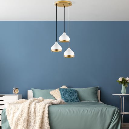 Luster på kabel YILDO 3xE27/40W/230V vit/guld