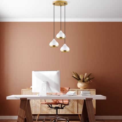 Luster på kabel YILDO 3xE27/40W/230V vit/guld