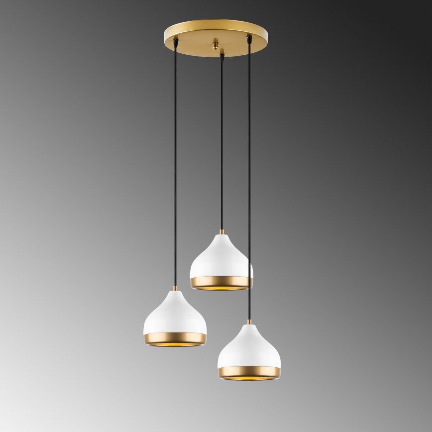 Luster på kabel YILDO 3xE27/40W/230V vit/guld