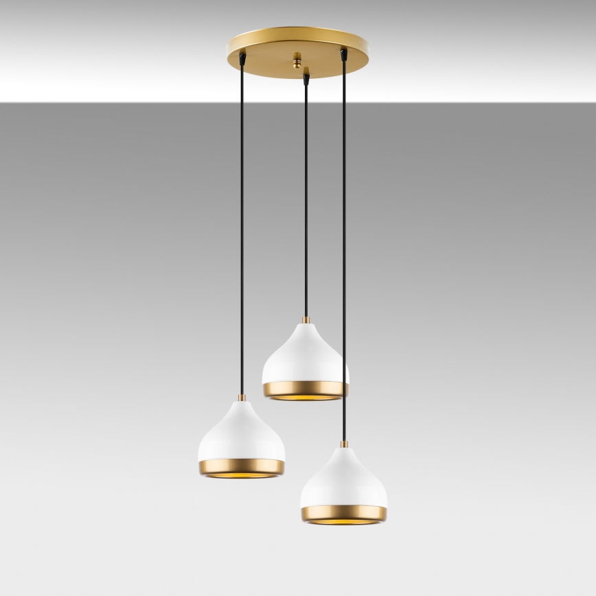 Luster på kabel YILDO 3xE27/40W/230V vit/guld