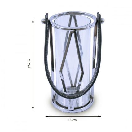 Lykta FRAGIL 26 cm skinande krom/svart
