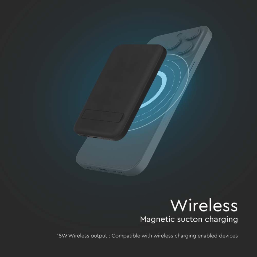 Magnetisk strömbank med trådlös laddning Power Delivery 10 000mAh/20W/3,7V svart
