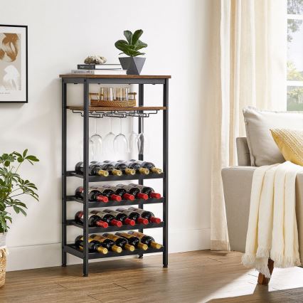 Mångsidigt vinställ för vin och glas NAVARO brun/svart