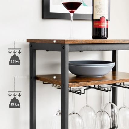 Mångsidigt vinställ för vin och glas NAVARO brun/svart