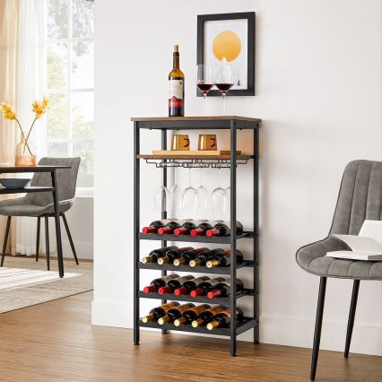 Mångsidigt vinställ för vin och glas NAVARO brun/svart