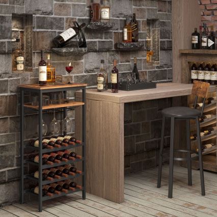 Mångsidigt vinställ för vin och glas NAVARO brun/svart