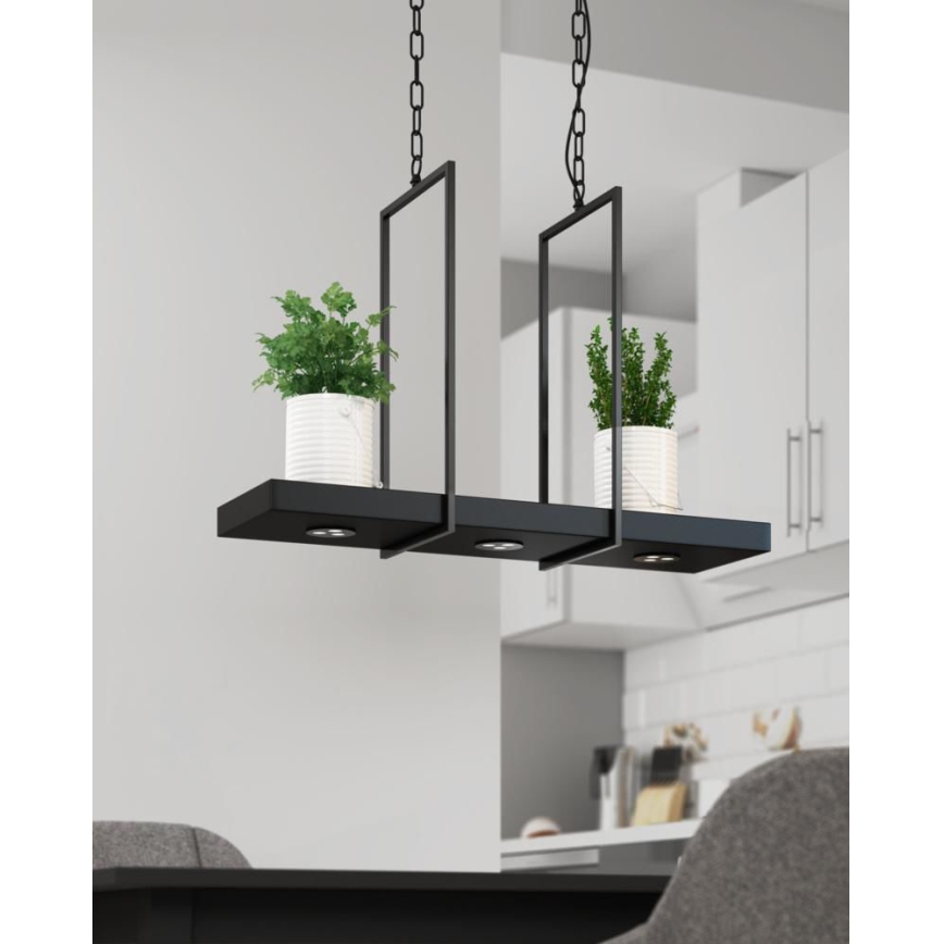 Markslöjd 105780 - Dimbar LED-lampakrona TRAY 3xLED/3W/230V svart