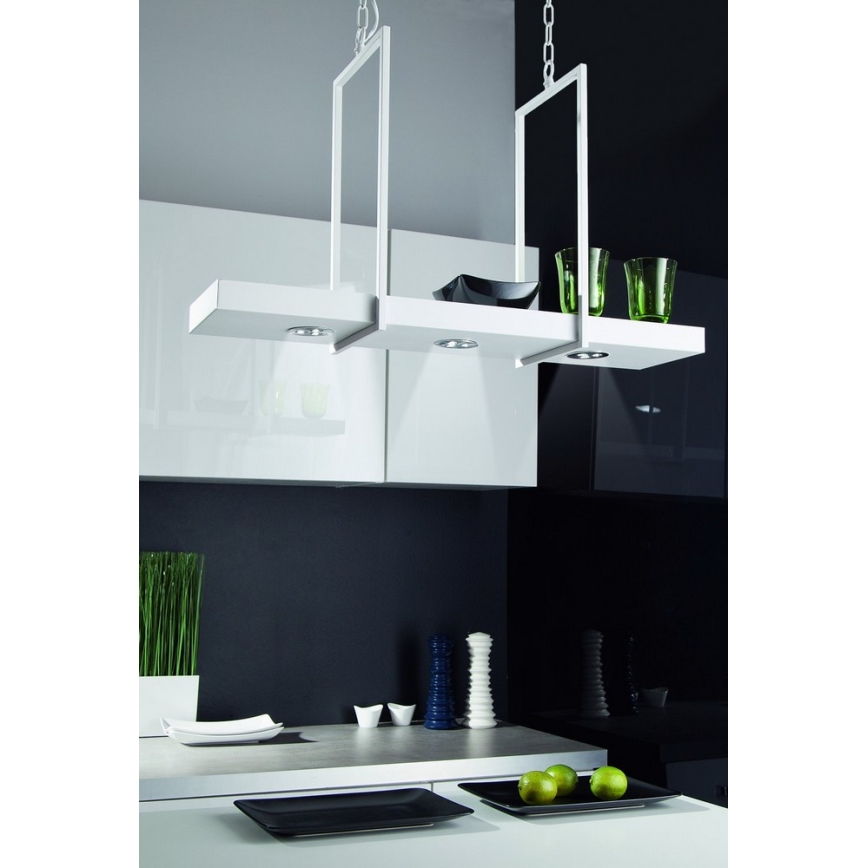 Markslöjd 106124 - Dimbar LED-lampakrona med kedja TRAY 3xLED/3W/230V vit