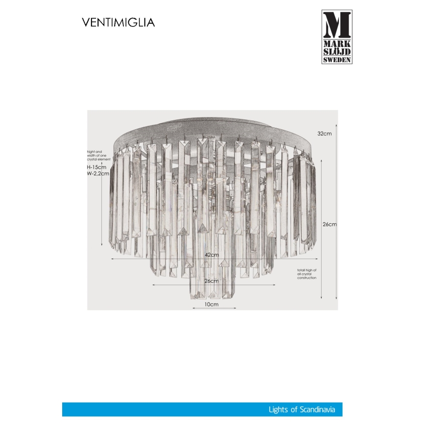 Markslöjd 106563 - Kristallampa tak VENTIMIGLIA 4xE14/40W/230V