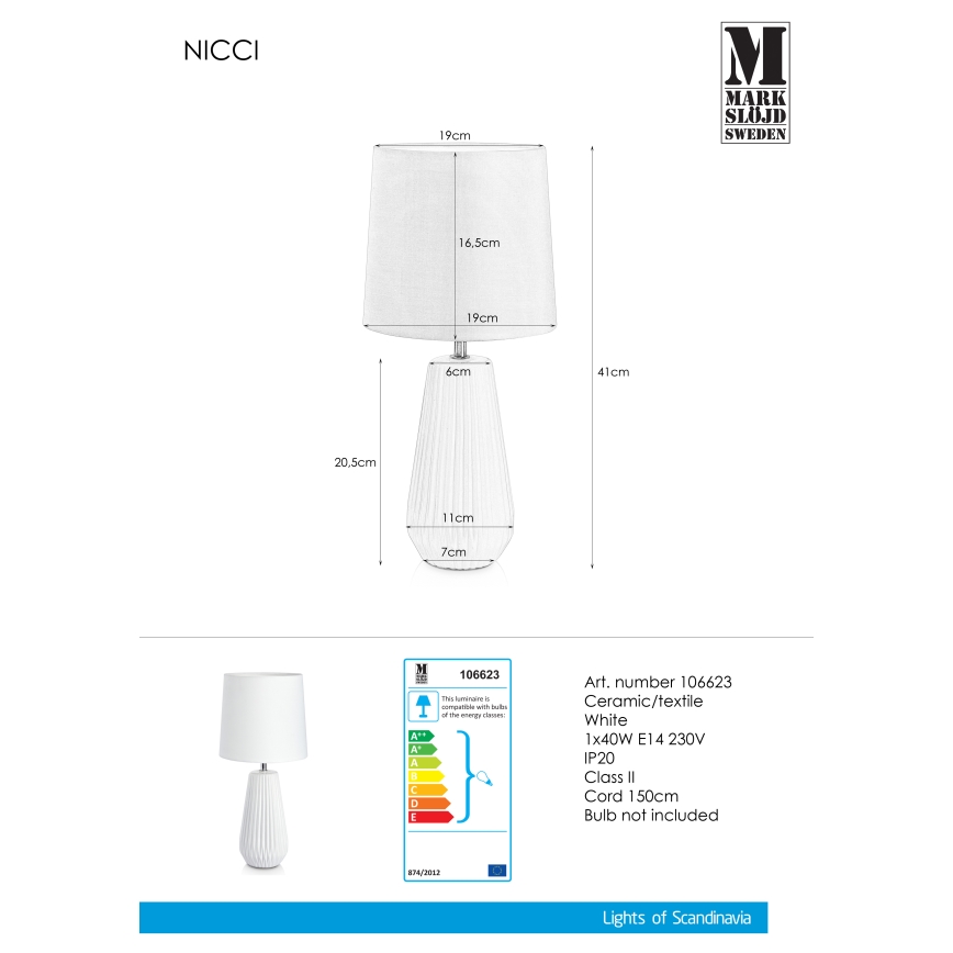 Markslöjd 106623 - Bordslampa NICCI 1xE14/40W/230V