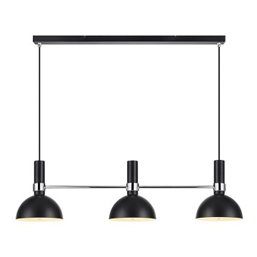 Markslöjd 106855 - Ljuskrona med snöre LARRY 3xE27/60W/230V svart/glänsande krom