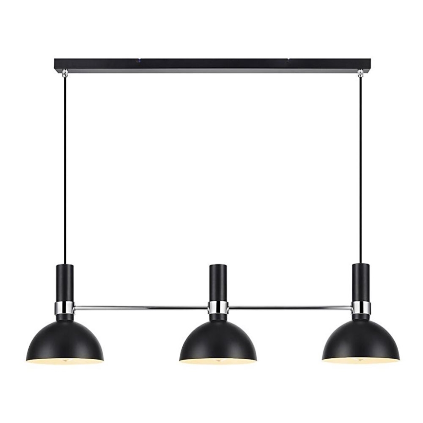 Markslöjd 106855 - Ljuskrona med snöre LARRY 3xE27/60W/230V svart/glänsande krom