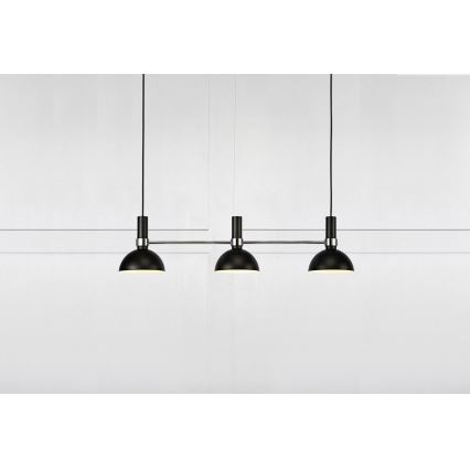 Markslöjd 106855 - Ljuskrona med snöre LARRY 3xE27/60W/230V svart/glänsande krom