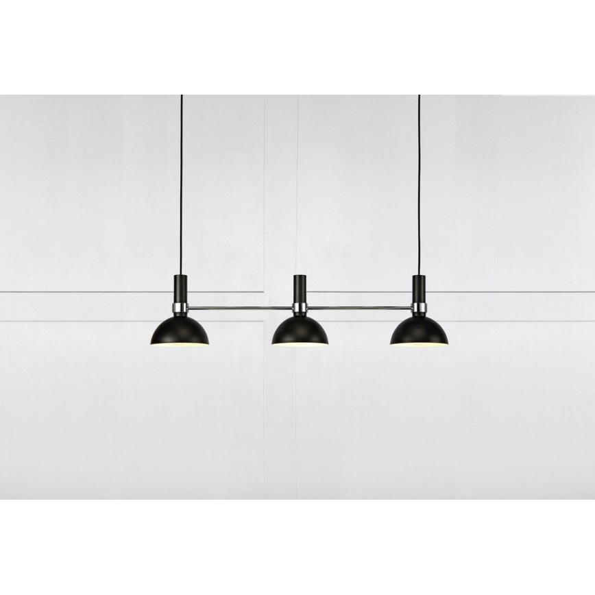 Markslöjd 106855 - Ljuskrona med snöre LARRY 3xE27/60W/230V svart/glänsande krom