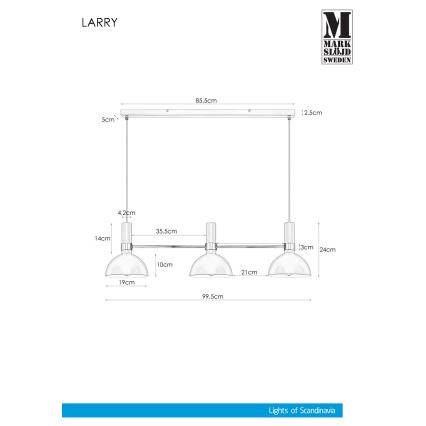 Markslöjd 106855 - Ljuskrona med snöre LARRY 3xE27/60W/230V svart/glänsande krom
