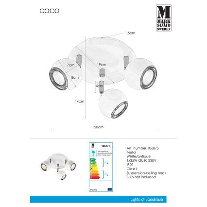 Markslöjd 106875 - Spotlight COCO 3xGU10/35W/230V vit