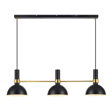 Markslöjd 106971 - Ljuskrona med snöre LARRY 3xE27/60W/230V svart/guld