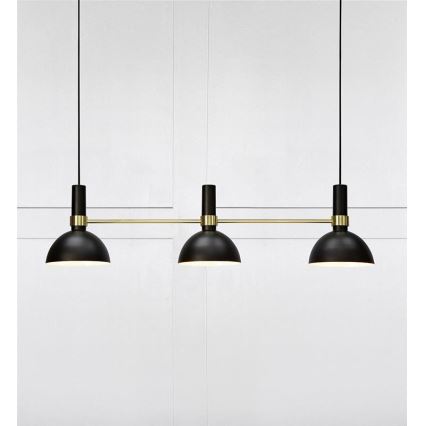Markslöjd 106971 - Ljuskrona med snöre LARRY 3xE27/60W/230V svart/guld