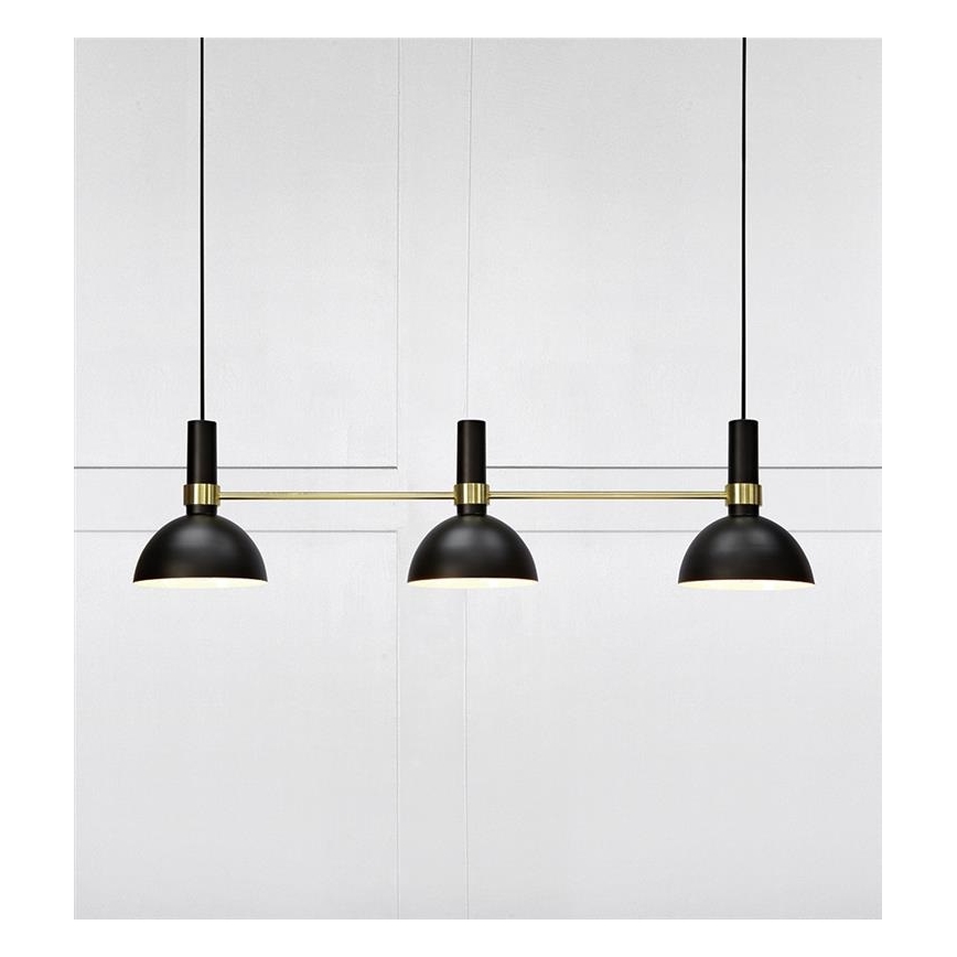 Markslöjd 106971 - Ljuskrona med snöre LARRY 3xE27/60W/230V svart/guld