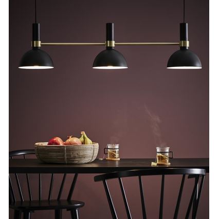 Markslöjd 106971 - Ljuskrona med snöre LARRY 3xE27/60W/230V svart/guld