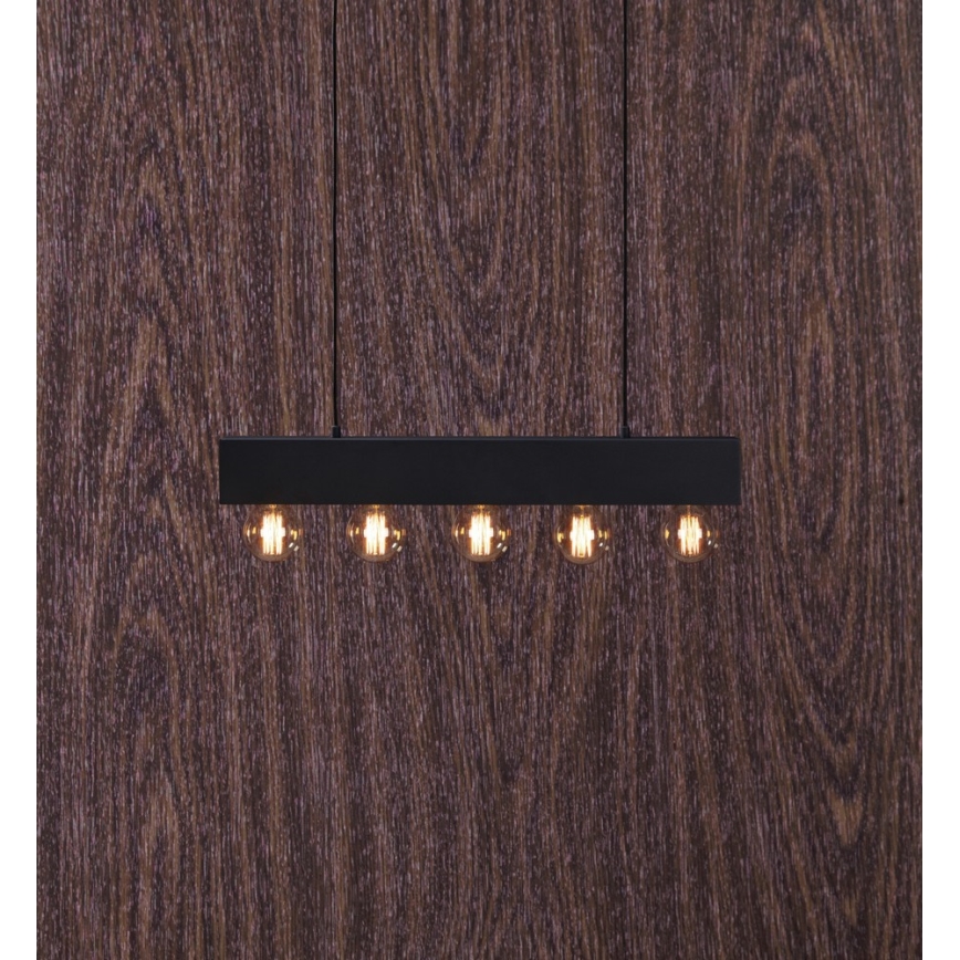 Markslöjd 107037 - Ljuskrona med snöre COUTURE 5xE27/40W/230V svart