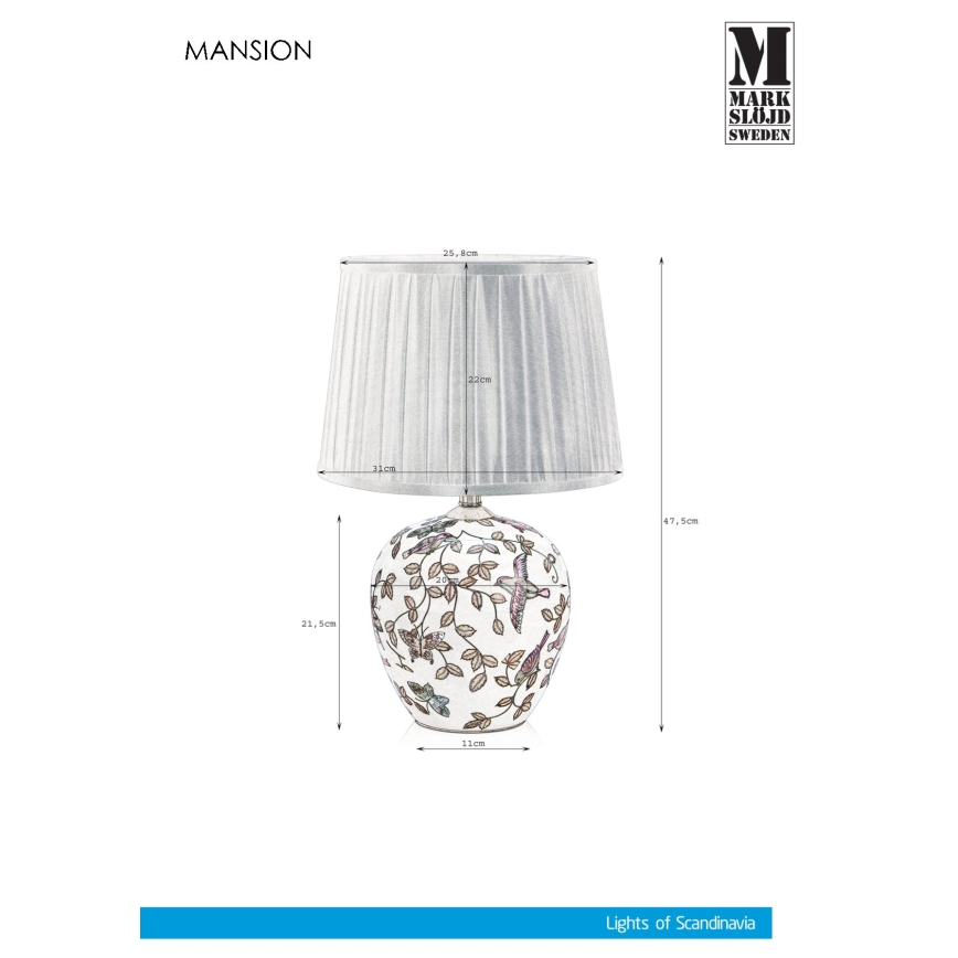 Markslöjd 107040 - Bordslampa MANSION 1xE27/60W/230V