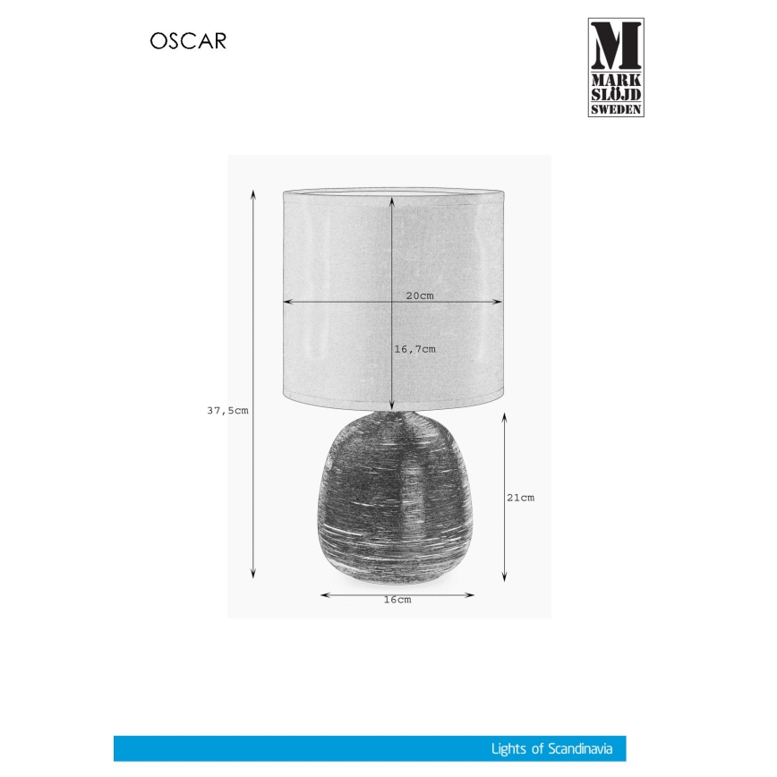 Markslöjd 107068 - Bordslampa OSCAR 1xE27/60W/230V