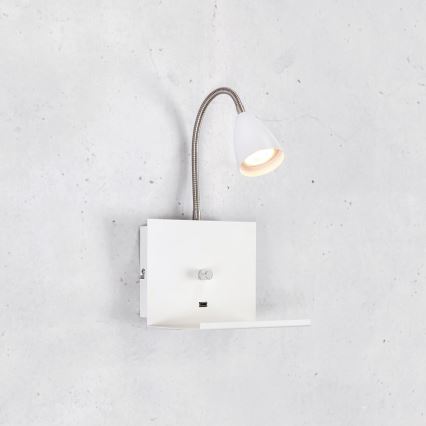Markslöjd 107140 - Dimbar Väggbelysning med USB LOGI 1xGU10/7W/230V