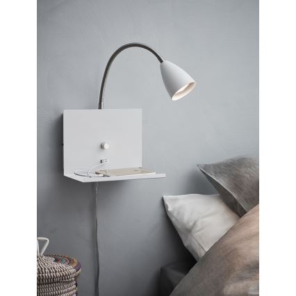 Markslöjd 107140 - Dimbar Väggbelysning med USB LOGI 1xGU10/7W/230V
