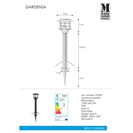 Markslöjd 107290 - LED-lampa för utomhusbruk GARDEN 24 LED/3W/24V 45 cm IP44 svart