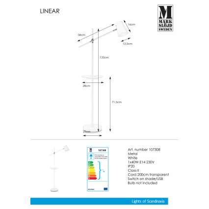 Markslöjd 107308 - Golvlampa med USB LINEAR 1xE14/40W/230V