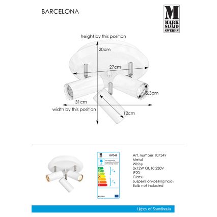 Markslöjd 107349 - SpotLjusbarCELONA 3xGU10/12W/230V