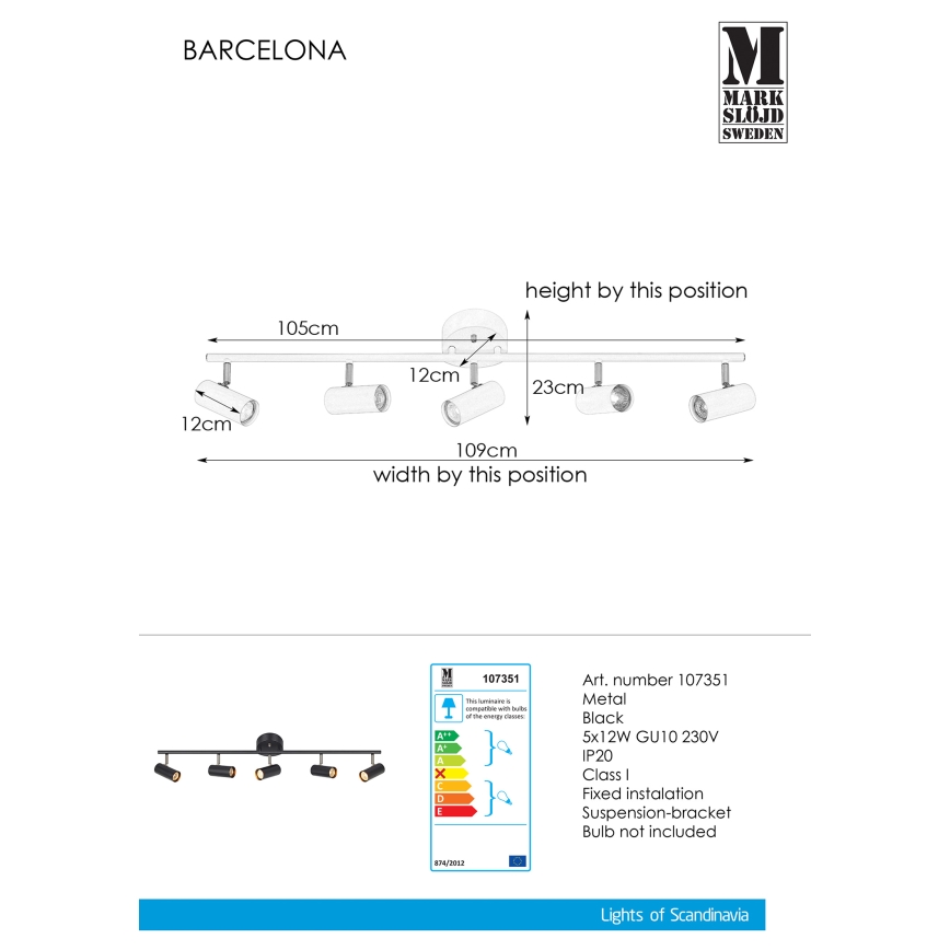 Markslöjd 107351 - SpotLjusbarCELONA 5xGU10/12W/230V