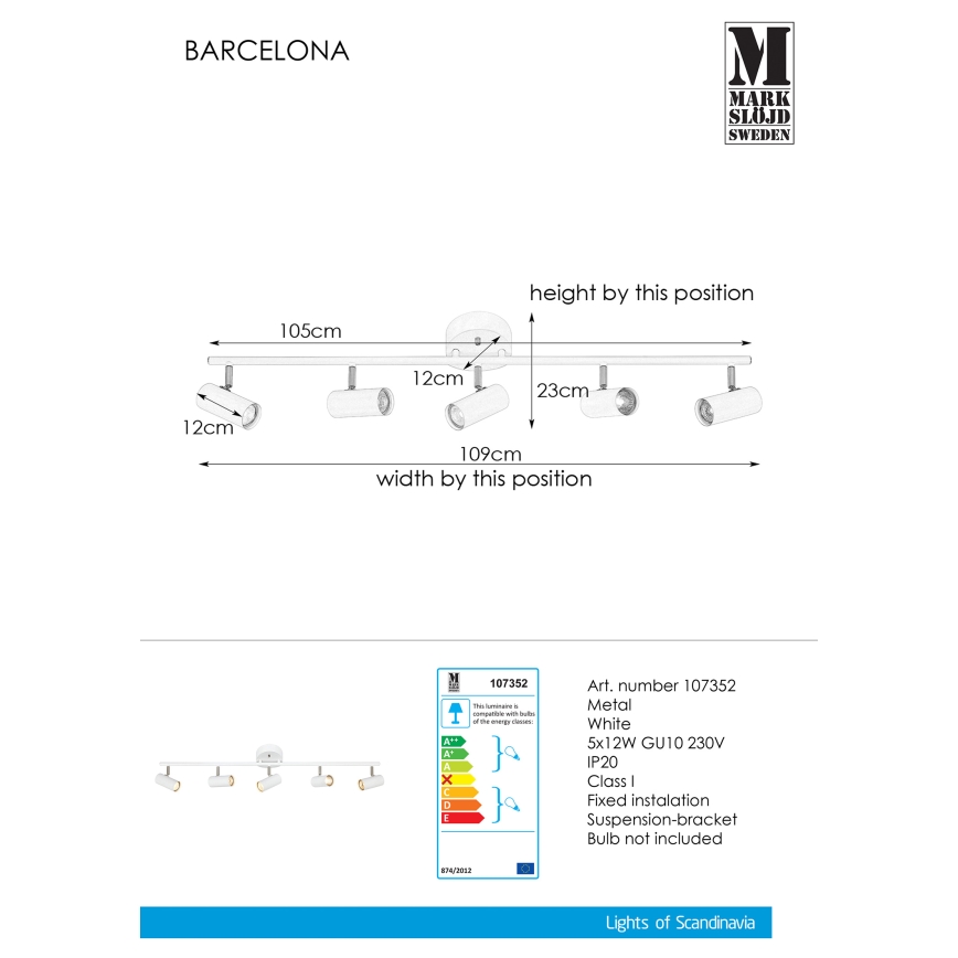 Markslöjd 107352 - SpotLjusbarCELONA 5xGU10/12W/230V