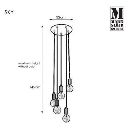 Markslöjd 107467 - Ljuskrona med snöre SKY 5xE27/60W/230V