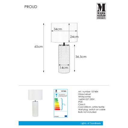 Markslöjd 107484 - Bordslampa PROUD 1xE27/60W/230V