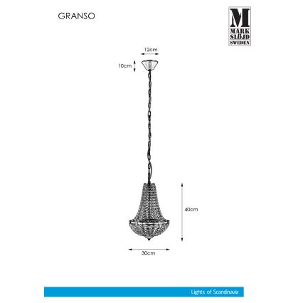 Markslöjd 107550 - Kristall Badrum Ljuskrona med kedja GRÄNSÖ 2xG9/20W/230V