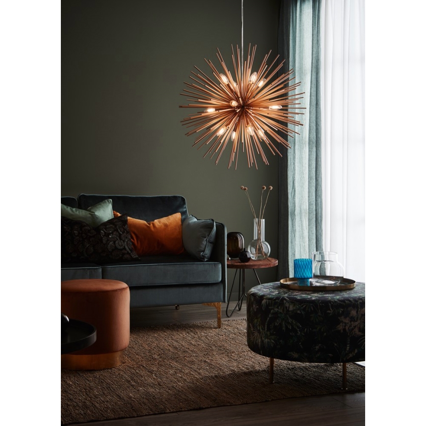 Markslöjd 107752 - Ljuskrona med textilsladd SOLEIL 12xE14/20W/260V Roséguld