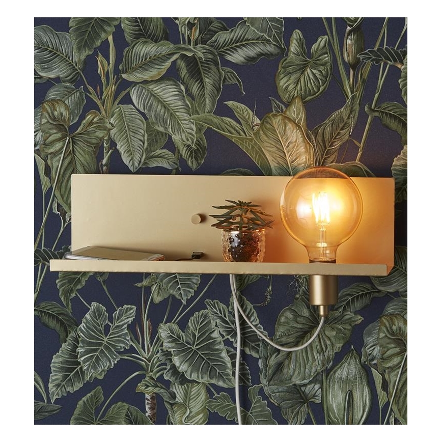 Markslöjd 107791 - Dimbar Väggbelysning med USB MULTI 1xE27/60W/230V