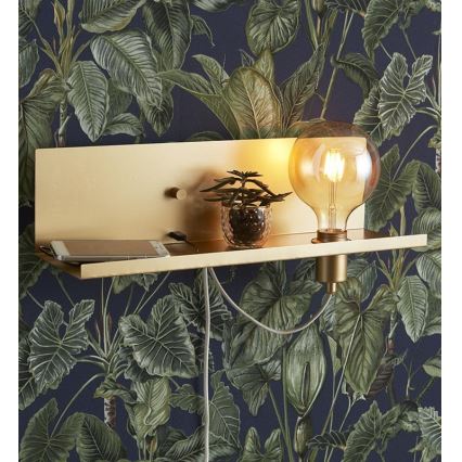 Markslöjd 107791 - Dimbar Väggbelysning med USB MULTI 1xE27/60W/230V