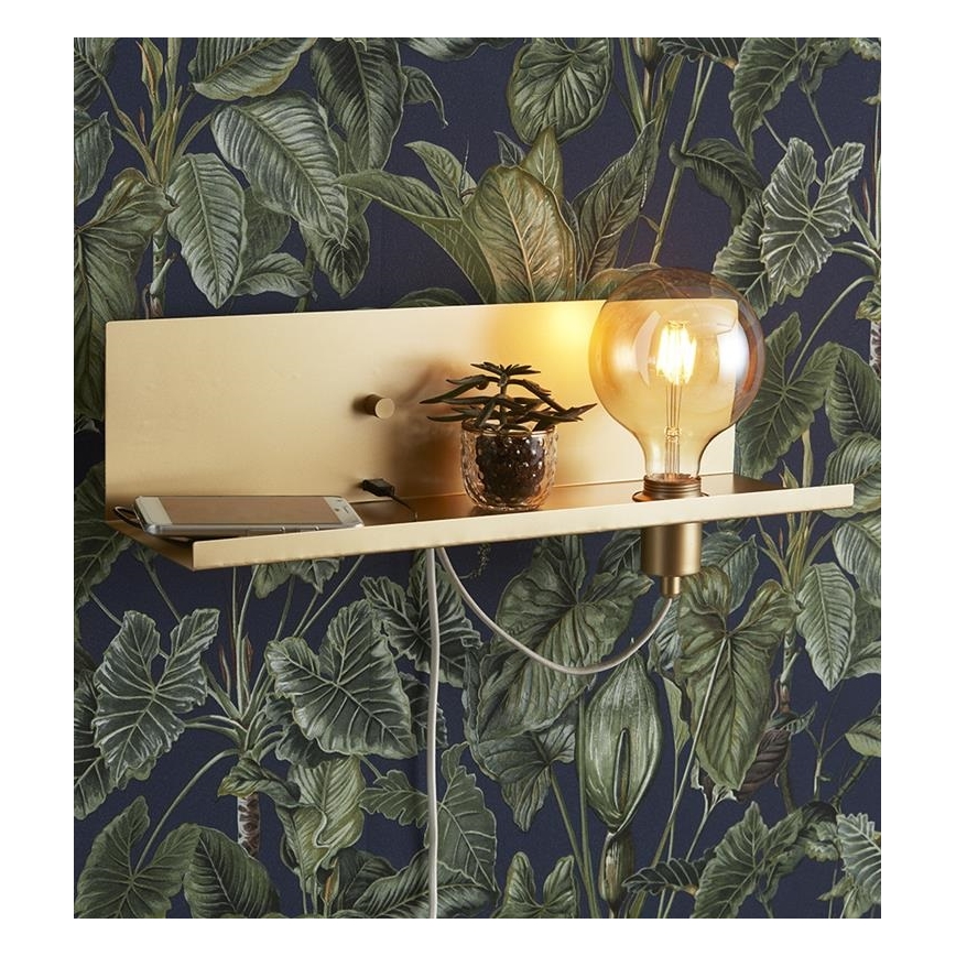 Markslöjd 107791 - Dimbar Väggbelysning med USB MULTI 1xE27/60W/230V
