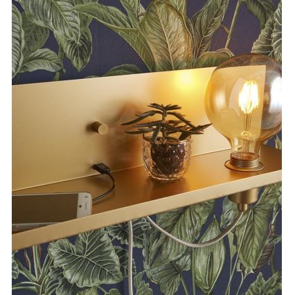 Markslöjd 107791 - Dimbar Väggbelysning med USB MULTI 1xE27/60W/230V