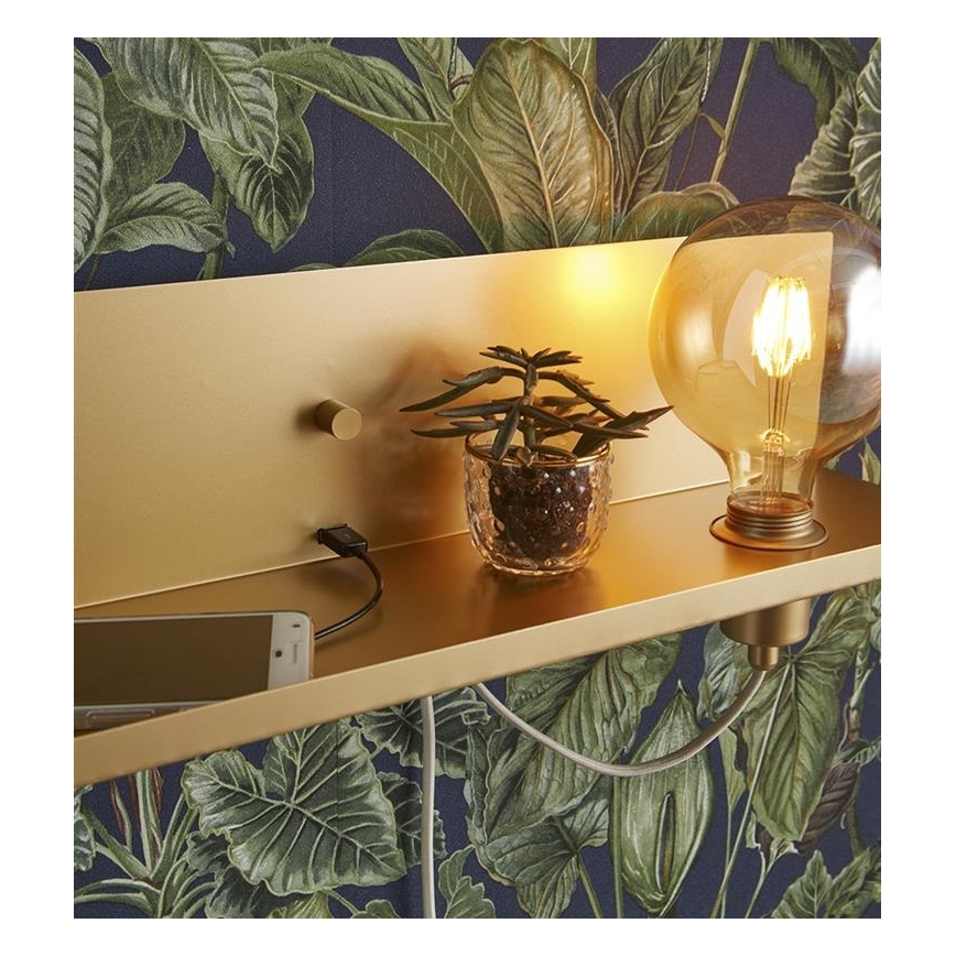 Markslöjd 107791 - Dimbar Väggbelysning med USB MULTI 1xE27/60W/230V