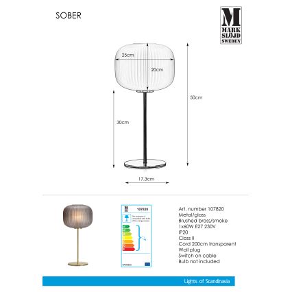 Markslöjd 107820 - Bordslampa SOBER 1xE27/60W/230V mässing