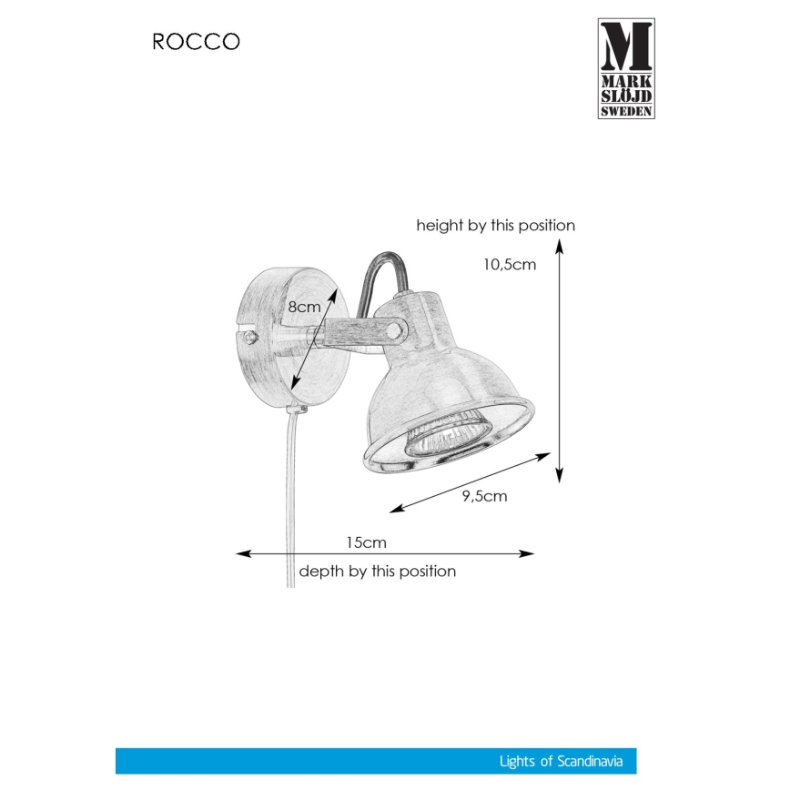 Markslöjd 107853 - Väggspotlight ROCCO 1xGU10/7W/230V