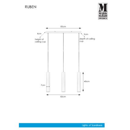 Markslöjd 107883 - Ljuskrona med snöre RUBEN 3xGU10/35W/230V
